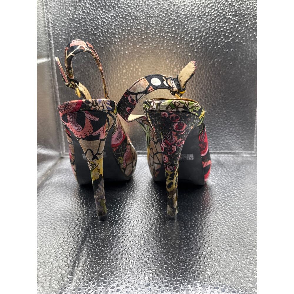 Guess Multi Color Animal Print Platform Peep Toe Stiletto‎ Heels 6M